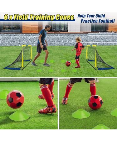 LIBERRWAY Soccer Goal 4'x 3' Portable Kids Soccer Goals for Backyard or Indoor Pop Up Soccer Net with 6 Training Cones  Carrying Bag  8 Ground Stakes  2 Set - Buy Online on SooperMarket.com