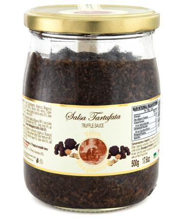 TerraSanpietrese - Italian Black Truffle Sauce with Champignon Mushrooms and Black Olives - 500g 500 g (Pack of 1)