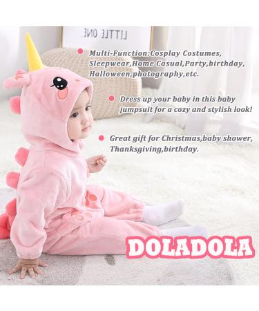 Doladola Unisex Baby Unicorn Romper | Flannel One Piece Pyjamas 6-12 Months - Buy Online on SooperMarket.com