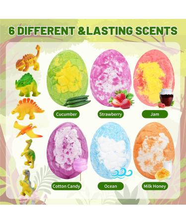 Dinosaur Egg Bath Bombs Set for Kids - 6 Large 100g Fizzies with Mini Toys - Perfect Easter, Christmas, Birthday Gift - Buy Online on SooperMarket.com
