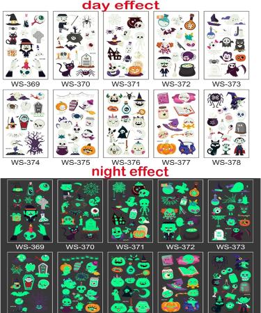 120 Styles Luminous Temporary Tattoos for Kids Party Supplies - Glow in the Dark Decorations & Birthday Favors - 20 Sheets Total with Halloween Stickers - Buy Online on SooperMarket.com