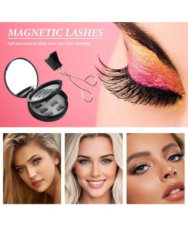 Magnetic Eyelashes without Eyeliner 12 Pieces Reusable Dual Magnetic lashes False Eyelashes No Glue and Eyeliner Needed Natural Look 3D False Lashes Black Eyelashes Waterproof & Easy to Wear - Buy Online on SooperMarket.com