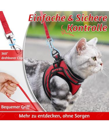 Rabbitgoo Adjustable Cat Harness & Leash Set - Reflective Soft Strap for Cats & Kittens - Red (1 Pack) - Ideal for International Shipping - Buy Online on SooperMarket.com
