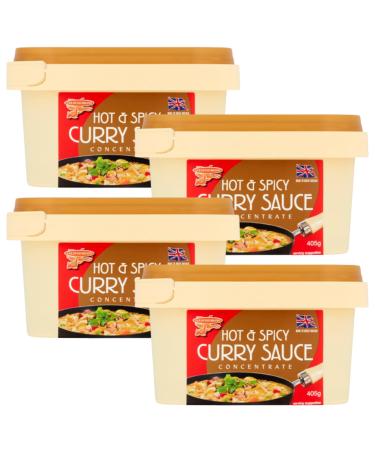 Goldfish Chinese Takeaway Curry Sauce Paste Concentrate 405g HOT and Spicy (Box of 4 Tubs)
