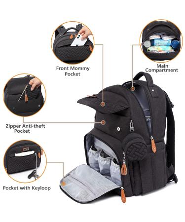 Diaper Bag Backpack  BabbleRoo Unisex Baby Bags with Changing Pad  Pacifier Case & Stroller Straps  Multifunction Waterproof Travel Back Pack for Boys Girls  Black - Buy Online on SooperMarket.com