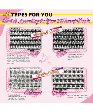 PRO 440 Pcs Cluster Lashes 4 Styles Lash Clusters DIY Eyelash Extension 30D 40D Individual Lashes Thin Band Easy to Apply at home Lashes(4 Styles 8-16mix) 8-16 mix 4 Styles (440 Pcs) - Buy Online on SooperMarket.com