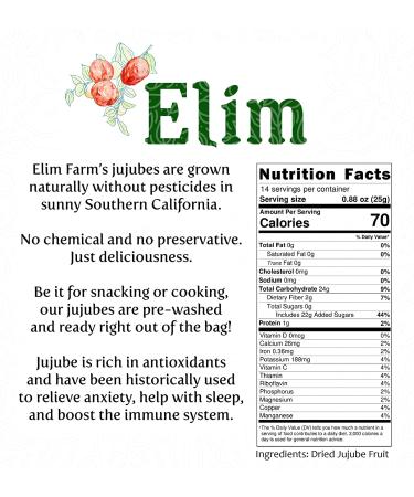 Elim Farms Dried Jujube Dates 12 oz Pre-Washed Bag - 100% Natural Californian Chinese Korean Fruit - Buy Online on SooperMarket.com