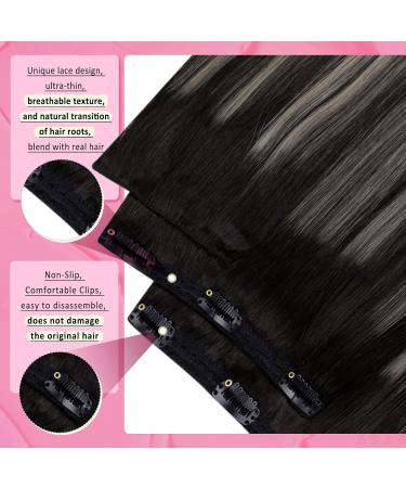 Buy Youngsee 50cm Clip-in Real Hair Extensions - Gray & Black | 120g 7PCs Smooth High-Quality - Buy Online on SooperMarket.com