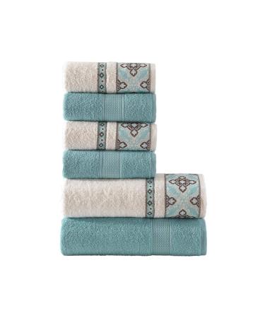 Class Home Collection Towels Bath Towels Set 6 pieces Jacquard Cotton Alya Turquoise