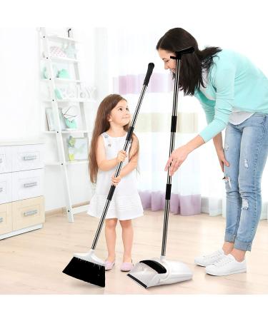 Premium Long Handled Broom and Dustpan Set for Home - Upright Standing Lobby Broom and Dust Pan Brush - Lightweight and Robust - Buy Online on SooperMarket.com