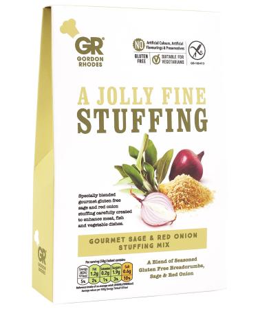 Gordon Rhodes' Gourmet Sage and Red Onion Stuffing Mix is gluten free and easy to prepare to enhance meat fish and vegetable dishes. Vegan approved(1 x 125gm) Sage & Red Onion Stuffing Mix