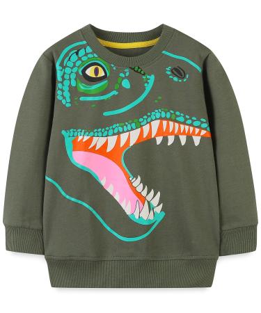 Boys Sweatshirt for Kids Dinosaur Jumper Cotton Casual Top Long Sleeve Pullover T-Shirt Toddler Girls Shirts Baby Clothes 1-8 Years 4-5 Years Dinosaur 08