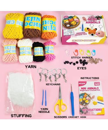HEJIN Crochet Kit for Beginners - 6 PCS Animal Kit with Video Tutorials, Yarn, Eyes, Stuffing, Hook - Perfect Gift for Kids & Adults - Buy Online on SooperMarket.com