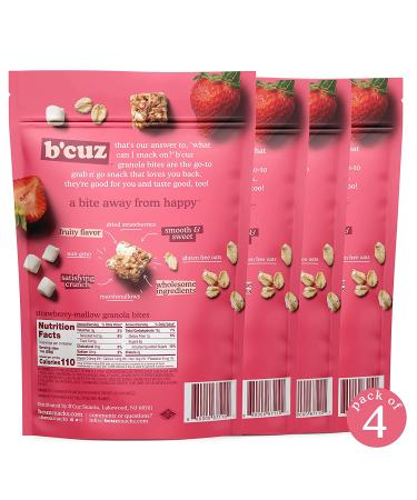 B'cuz Granola Bites 3 oz Strawberry-Mallow - Gluten Free & Healthy Snack for Adults and Kids - Vegan & Kosher - Pack of 4 - Buy Online on SooperMarket.com