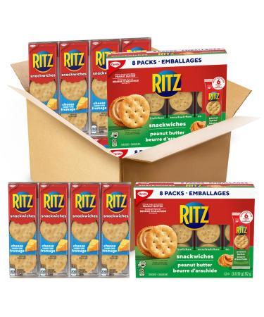 CHRISTIE RITZ Snackwiches Variety Pack Snack Crackers 2 Cheese flavoured 304 g packs 2 Real Peanut Butter 312 g packs Snack Crackers School Snacks Family Snacks 1.23 kg Variety Pack 307.5 g (Pack of 4)