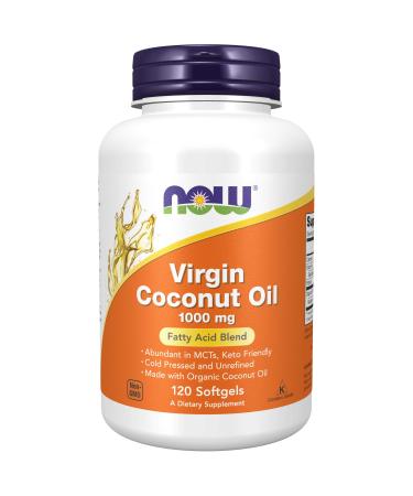 NOW Supplements, Virgin Coconut Oil 1000 mg, Cold Pressed and Unrefined, 120 Softgels