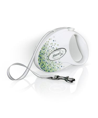 flexi Glam Splash Leaf with Swarovski Crystals M - Dog Retractable Lead - 5 m - White multi small