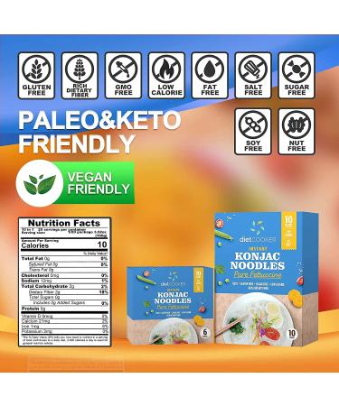 (Pack of 10) DIET COOKER Premium Konjac Noodles - Shirataki Fettuccine | Keto & Vegan Friendly - 9.52 oz | Low Calorie, Zero Net Carbs, Odor Free, Ready to Eat | Healthy Diet Food - Buy Online on SooperMarket.com