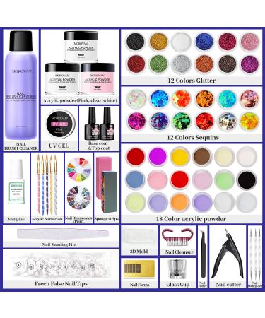 Morovan Acrylic Nail Kit - 3 Colors Powder with Nail Art Supplies for Beginners - Buy Online on SooperMarket.com