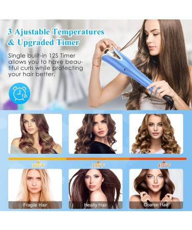 Auto Hair Curler with Large Rotating Barrel, 4 Temps, 3 Timer Settings - Blue - Buy Online on SooperMarket.com