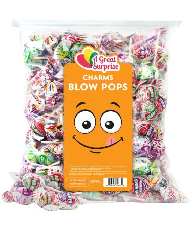 A Great Surprise Charms Blow Pops - 4 LB Bag - Assorted Flavors - Bulk Candy - Bubble Gum Filled Pops 4 Pound (Pack of 1)