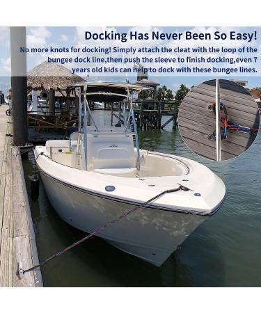 Botepon Boat Bungee Dock Lines - 4ft, Stretches to 5 1/2ft - Pontoon & Bass Boat Accessories for Men - Mooring Lines for Secure Docking - Buy Online on SooperMarket.com