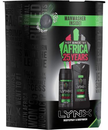 Lynx Africa Manwasher Gift Set with Shower Sponge, Loofahs, Exfoliating Body Brush, and Deodorant - Ultimate Bath and Shower Combo - Buy Online on SooperMarket.com