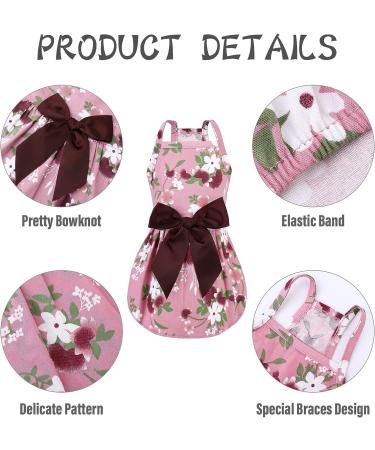 Pet Princess Dress Set - 6pc Dog Bowknot Floral Sundress with Lovely Bow for Small Pets - Medium Size Cute Puppy Summer Dress - Buy Online on SooperMarket.com