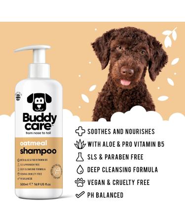 BuddyCare Oatmeal Dog Shampoo for Irritated Skin | Soothing & Moisturizing with Aloe Vera & Pro-Vitamin B5 - 500ml - Buy Online on SooperMarket.com