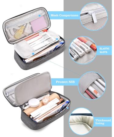 YOKUMA Pencil Case Large Capacity Pencil Pouch Aesthetic Zipper Pencil Box Back to School Supplies for College Student Teen Adults Travel Essentials Electronic Cable Organize Grey - Buy Online on SooperMarket.com