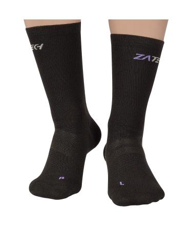 ZaTech Merino Plantar Fasciitis Socks Lightweight Micro Crew Compression Socks Black 35-39