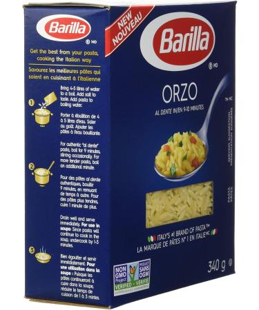 Barilla Orzo Soup Cuts Pasta | 340 Grams (Pack Of 16) | Rice Shaped Noodles for Soups Sauce and Salad | Non-GMO Pasta Made with Durum Wheat Semolina | Enriched with Iron and B Vitamins | Kosher Certified - Buy Online on SooperMarket.com