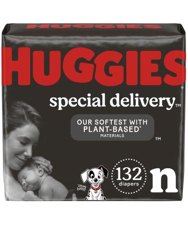 Hypoallergenic Baby Diapers Size Newborn (up to 10 lbs), Huggies Special Delivery, Fragrance Free, Safe for Sensitive Skin, 132 Ct Newborn (132 Count) Newborn (132 Count)