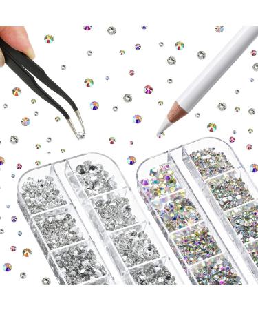 9000-Piece Nail Art Rhinestones Set - Colorful Crystal Gems with Picker & Tweezers | Mixed Sizes for Nail Design - Buy Online on SooperMarket.com