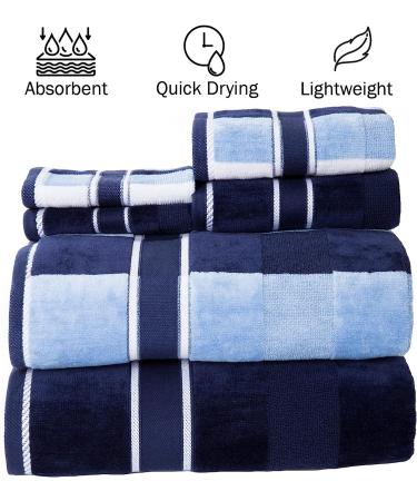 Lavish Home Oakville Velour 6-Piece Towel Set - Navy | 100% Cotton - Buy Online on SooperMarket.com