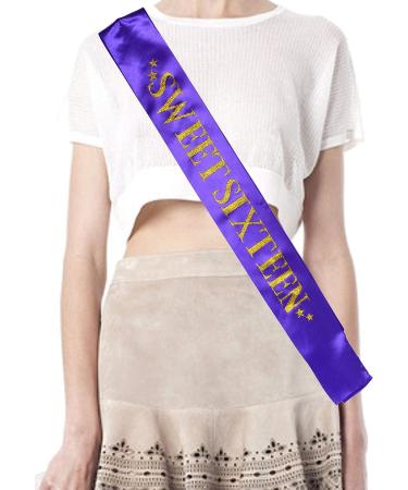 MEANT2TOBE 16th Birthday Sash and Tiara for Girls - Fabulous Set for Sweet 16 Party - Glitter Sash + Rhinestone Tiara - Purple Sparkle Gift Set - Buy Online on SooperMarket.com