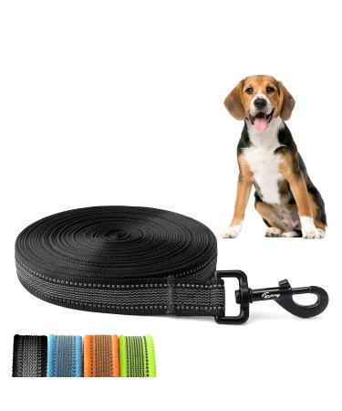 Toozey drag line for dogs 5m rubberized dog leash for small to large dogs with hand loop and storage bag - black (width 2.5cm)