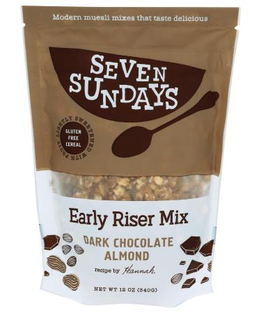 Seven Sundays Early Riser Dark Chocolate Almond Muesli Cereal {12 oz. pouch, 1 Count} | Gluten Free Certified | Non GMO | Vegan | Kosher Early Riser Dark Chocolate 12 Ounce (Pack of 1)