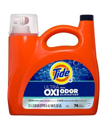 Tide Ultra Oxi Liquid Laundry Detergent 74 loads 105 fl oz HE Compatible