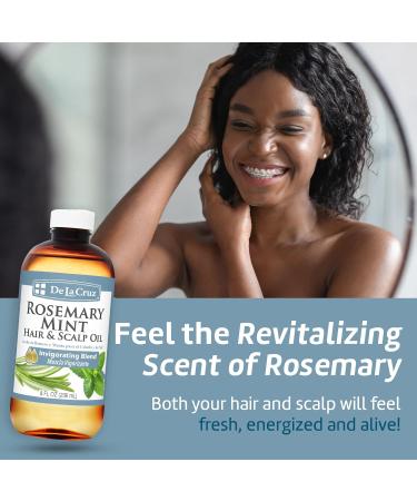De La Cruz Rosemary Mint Oil Blend for Hair & Scalp - Revitalizing Moisturizing Oil with Castor Avocado & Olive - 8 FL OZ - International Shipping Available - Buy Online on SooperMarket.com
