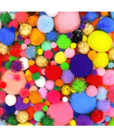 Iooleem Multi-Colored Regular & Sparkly Glitter Pom Poms  800pcs Assorted Sizes  Pom Poms for Crafts  Pom Pom Balls  Glitter Pom Poms  Arts & Craft Supplies. Assorted size Multi-colored