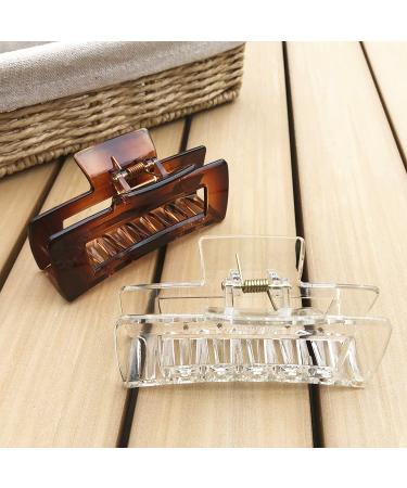 Nalodu Rectangle Hair Claw Clips - 4 Inch Matte Clear No Slip Big Jaw Clip - 6 Pack for Thick Hair Women and Girls - Buy Online on SooperMarket.com