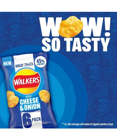 Walkers Less Salt Mild Cheese & Onion 6pk - Buy Online on SooperMarket.com