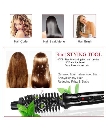 LOVANI Mini Travel Hair Curling Iron Brush - Dual Voltage 3-in-1 Ceramic Ionic Curler for Short Hair with Anti-Scald Protection & Travel Bag - Buy Online on SooperMarket.com
