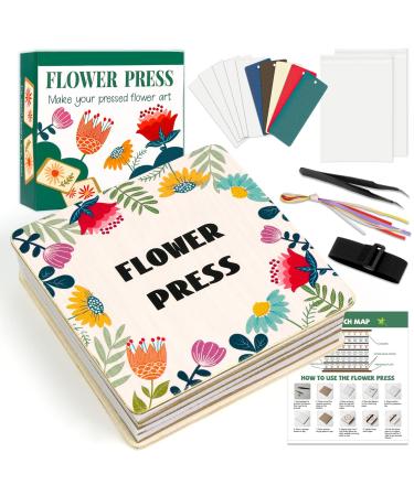 Aboofx Kids' Flower Press Kit  4-Layers 6 x 6 inch Wooden Leaf Press Flower Pressing Kits for Adults Kid Creativity Outdoor Play Learning Toy Nature Art and Crafts DIY Kits for Girls & Boys Gifts