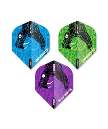 RED DRAGON Hardcore Players Dart Flight Selection Packs - 3 Sets Per Pack (9 Dart Flights in Total) Snakebite Snake Head