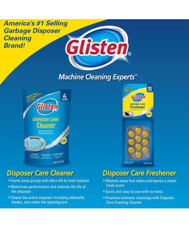 Glisten Garbage Disposal Cleaner and Odor Eliminator with Foaming Action Removes Buildup and Cleans Lemon Scent 4 Uses - Buy Online on SooperMarket.com