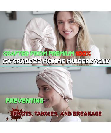 100% Mulberry Silk Sleep Cap | Breathable 2-Layer Night Bonnet for Haircare | Pink Nightcap - Buy Online on SooperMarket.com