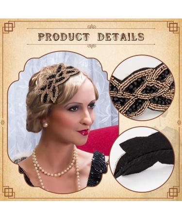 Noverlife 1920s Flapper Headbands 3PCS Set for Women - Rhinestone Beaded Vintage Hair Accessories (Navy Blue/White/Black/Gold) - Buy Online on SooperMarket.com