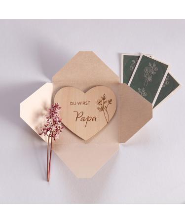 Pregnancy Announcement Surprise Envelopes | 6 Wooden Hearts for Fun Gender Reveal | Perfect Gifts for Dads Grandparents Aunts & Uncles - Mikito - Buy Online on SooperMarket.com